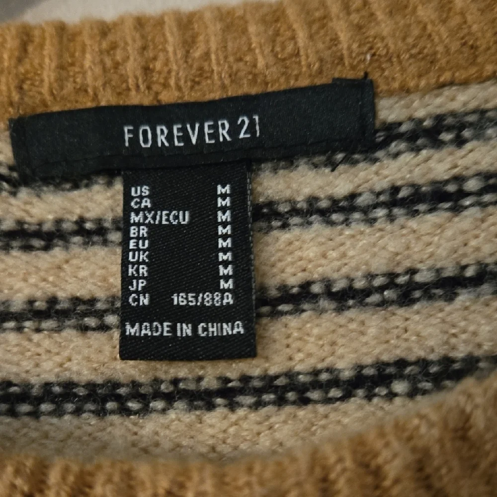Forever 21 Tan and Brown Striped Crew Neck Sweater - Picture 2 of 5
